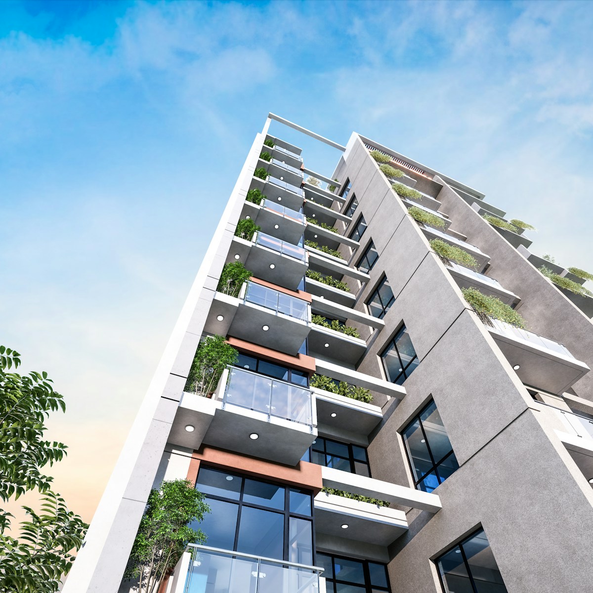 Apartamento perto do parque em prédio moderno com varandas verdes